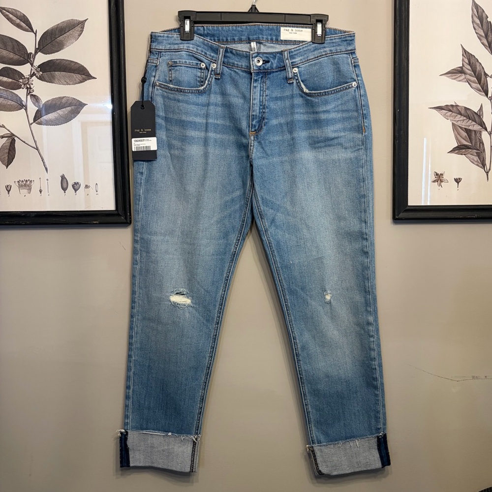 NWT rag & bone Dre Low-Rise Slim Boyfriend Jeans in Mick (Blue) Size 29